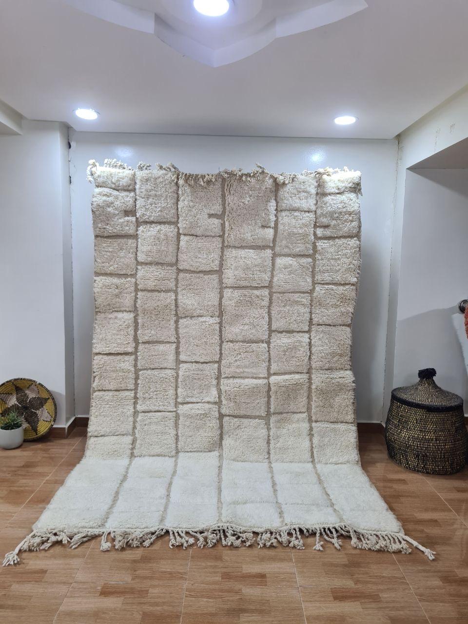White Qamir Marokkaans handgemaakt tapijt150 cm x 100 cm